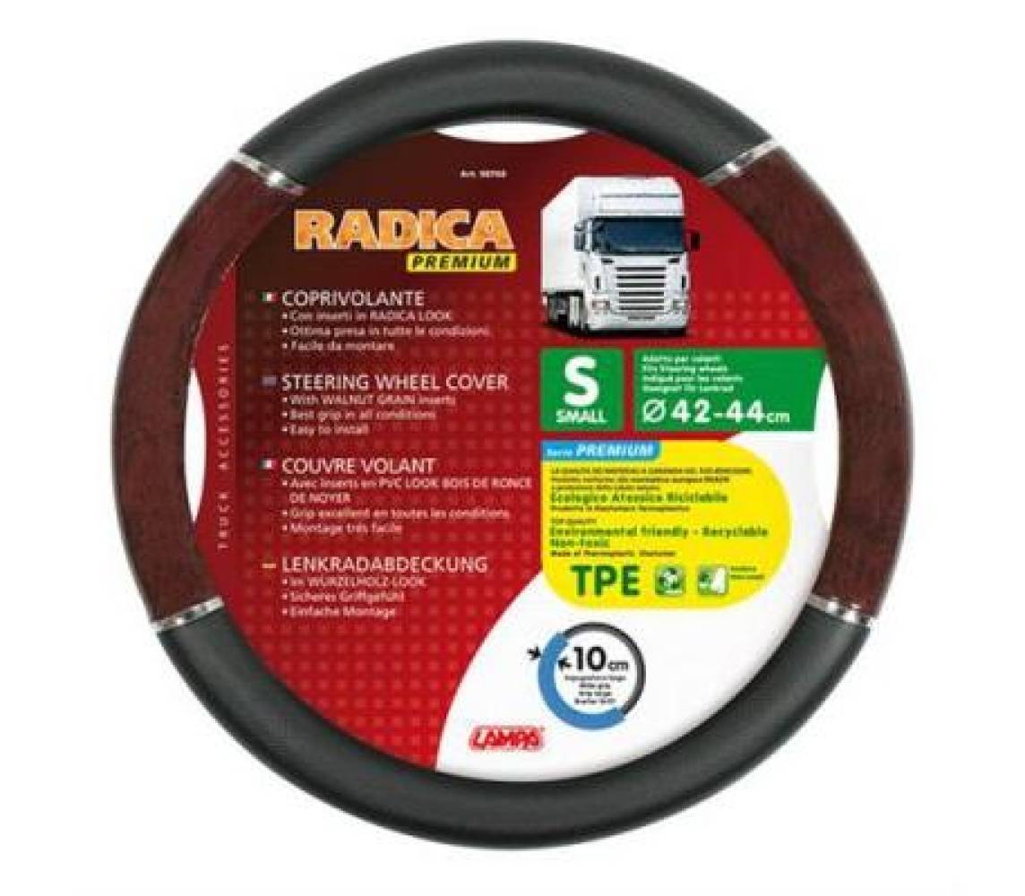 Оплетка руля Radica Ø42-44cm, черная/с имитацией дерева