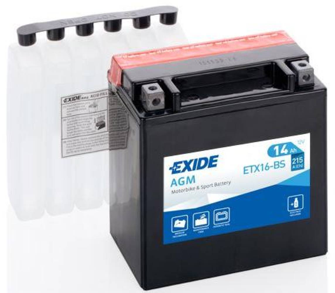 12V 14Ah YTX16-BS AGM 150x87x161+- Exide
