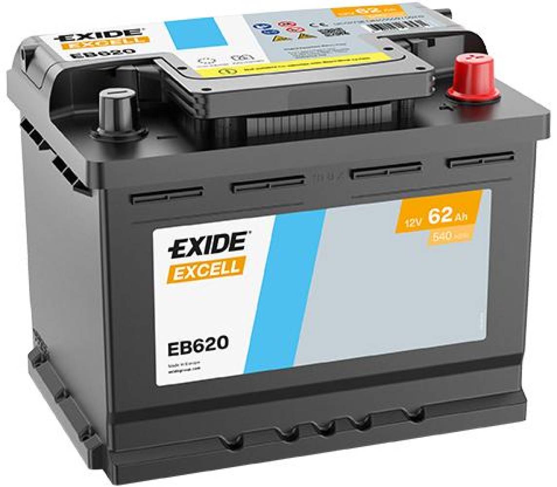 Exide Excell 62Ah 540A 242x175x190-+