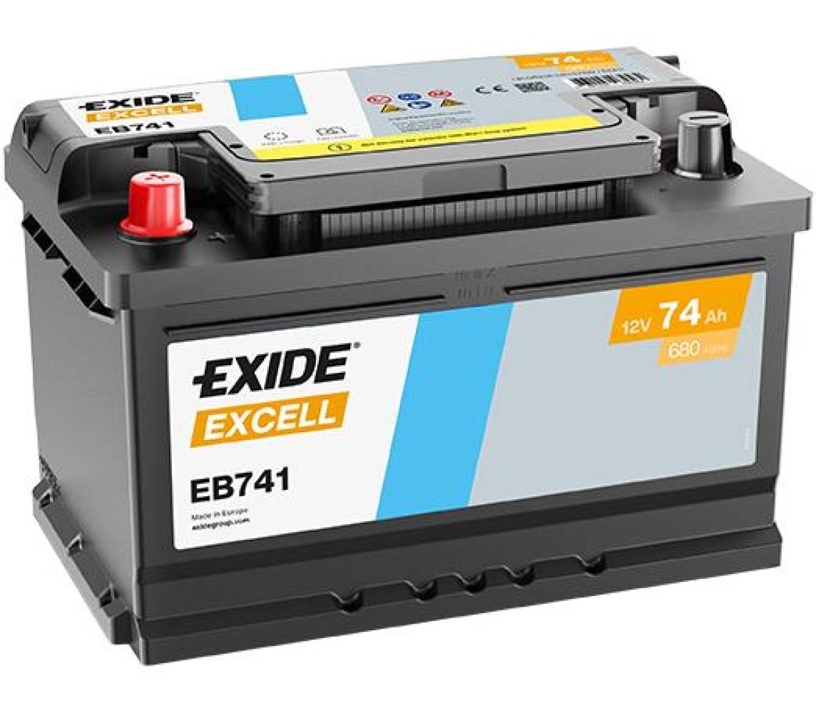 Exide Excell 74Ah 680A 278x175x190+-