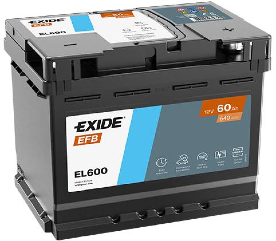 Exide EFB 60Ah 640A 242x175x190-+