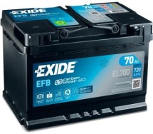 Exide EFB 70Ah 720A 278x175x190-+