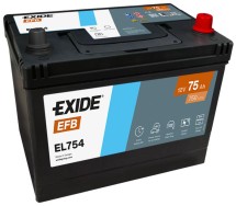 Exide EFB 75Ah 750A 260x173x222-+
