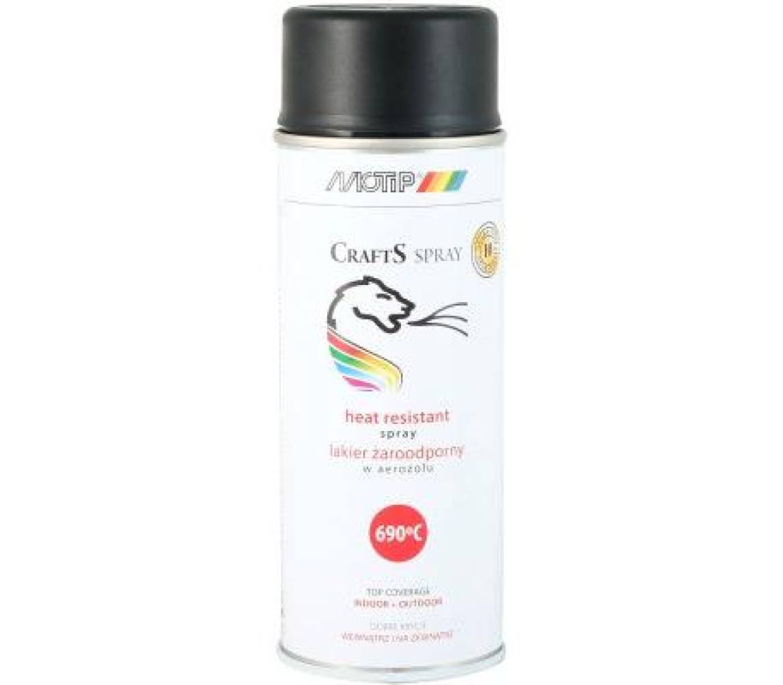 Краска-спрей CRAFTS, жаростойкая чёрная, до 690 °C, 400 мл