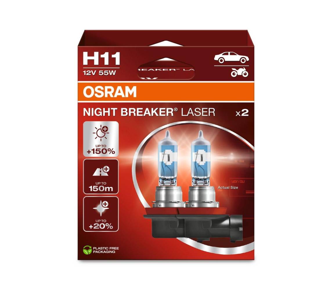 H11 12V 55W Night Breaker Laser 2tk