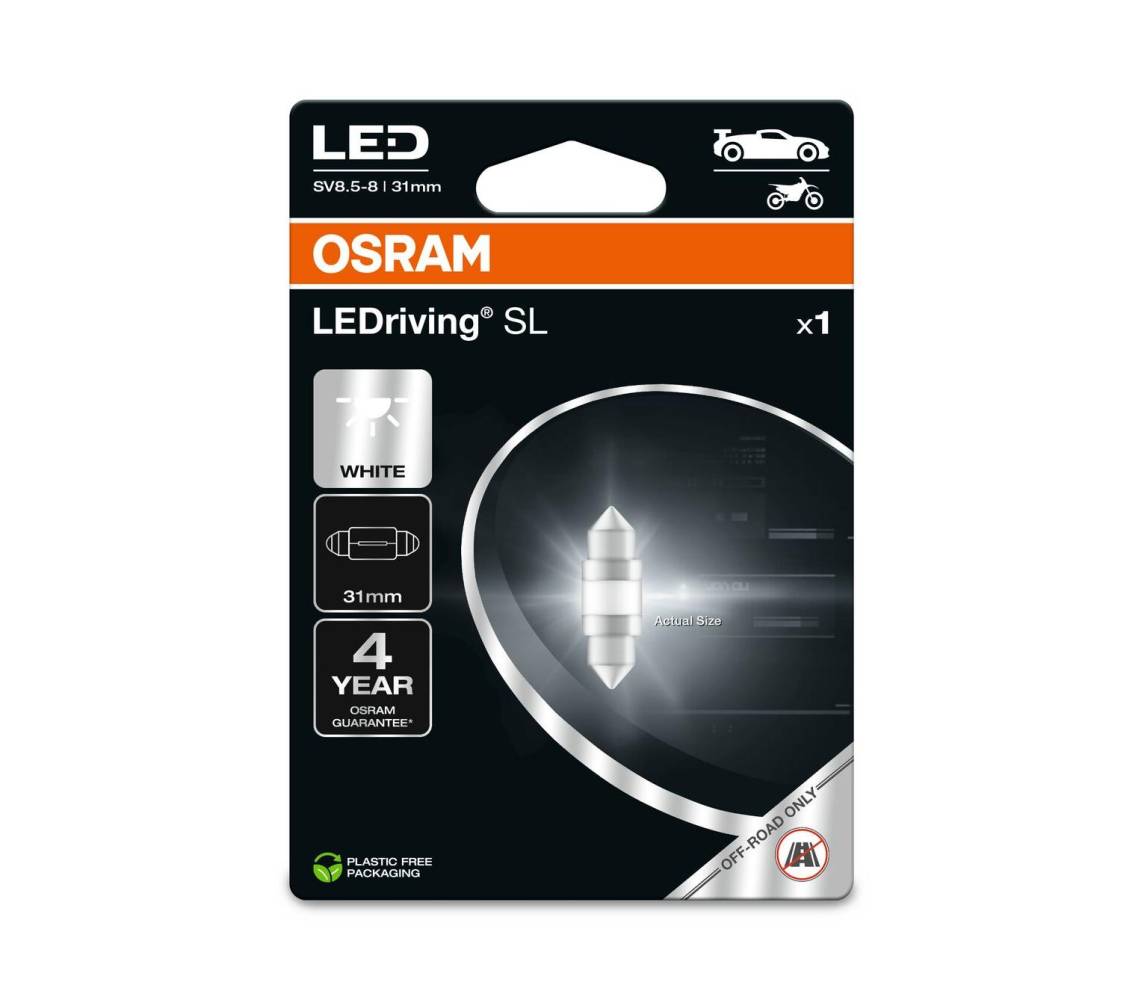 12V LED C5W 31mm 6000K 1W SV8.5-8 1tk