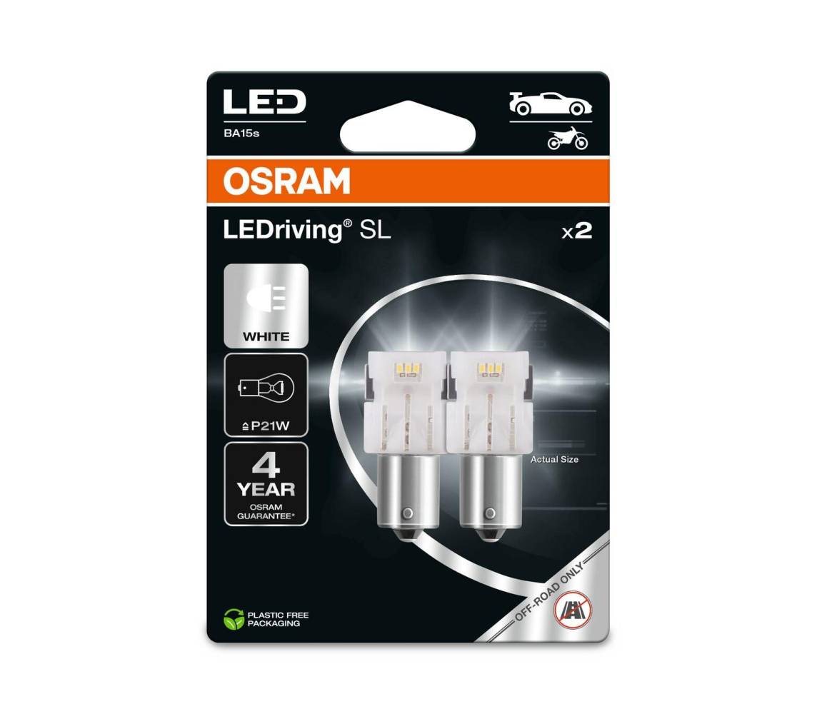 12V LED P21W 6000K 1,4W BA15S 2tk