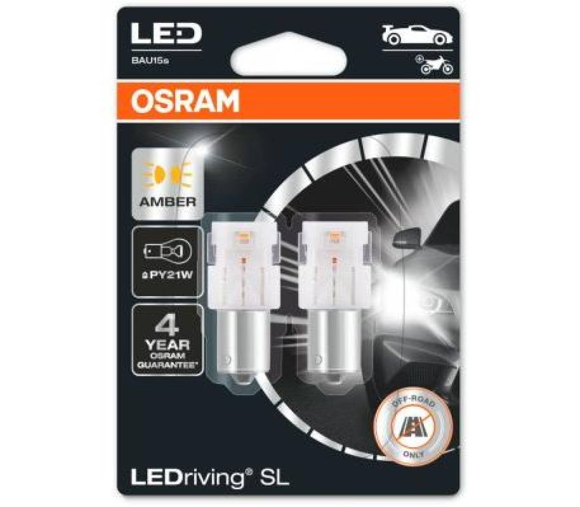 12V LED PY21W Amber 1,3W BAU15S 2tk