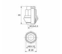 Mutter M12x1,50/35/19 kinnine liugseib