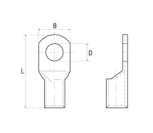 Наконечник кабельный медный, обжимной, 25 мм², отверстие Ø10,5 мм
