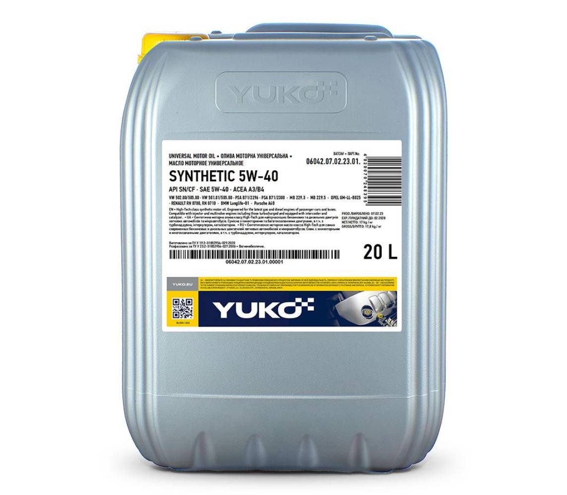 Yuko 5W40 A3/B3 20L