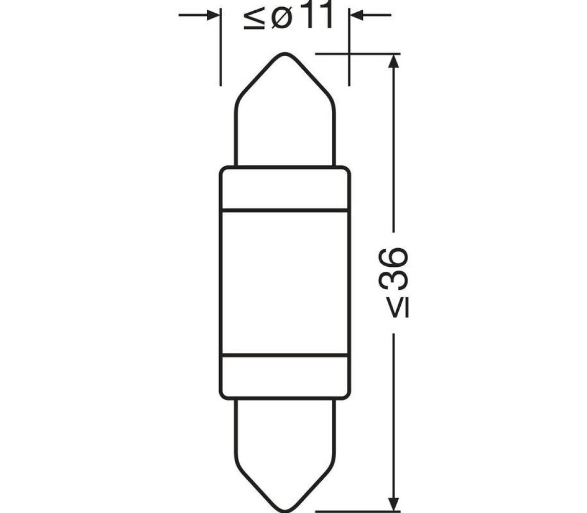 12V LED C5W 36mm 6000K 0,6W SV8.5-8 1tk
