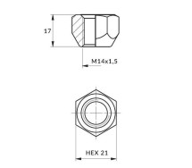 Mutter M14x1,5/17/21 avatud