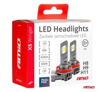 LED-esituled H8/H9/H11 X5-seeria WINGER vent 50W Amio