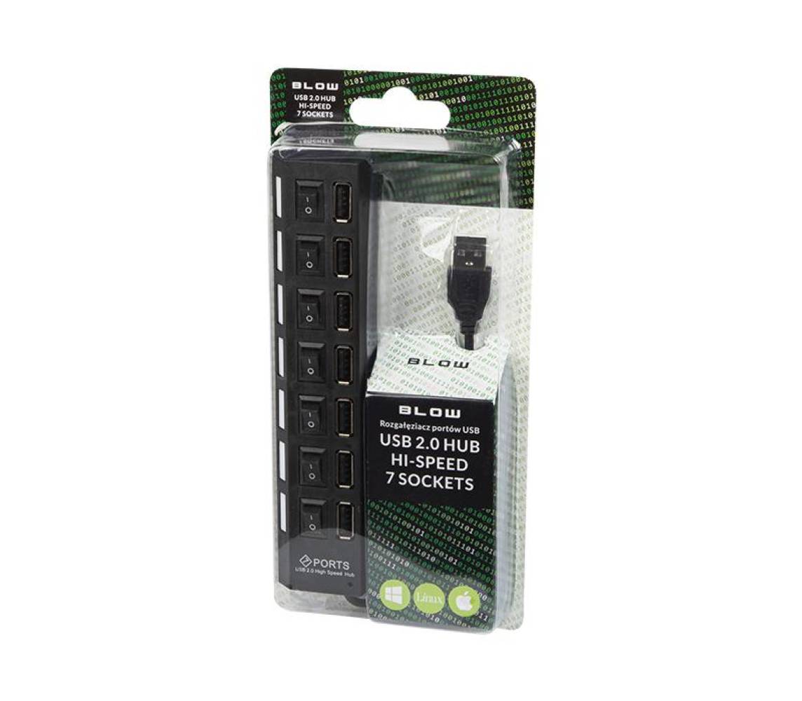 USB jaotur 7x lüliti ja lediga