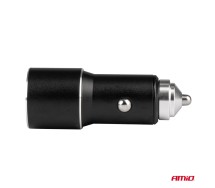 Kiirlaadija alumiinium USB-C+USB 38W 3,0A 12/24V Amio