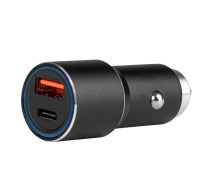 Kiirlaadija alumiinium USB-C+USB 38W 3,0A 12/24V Amio