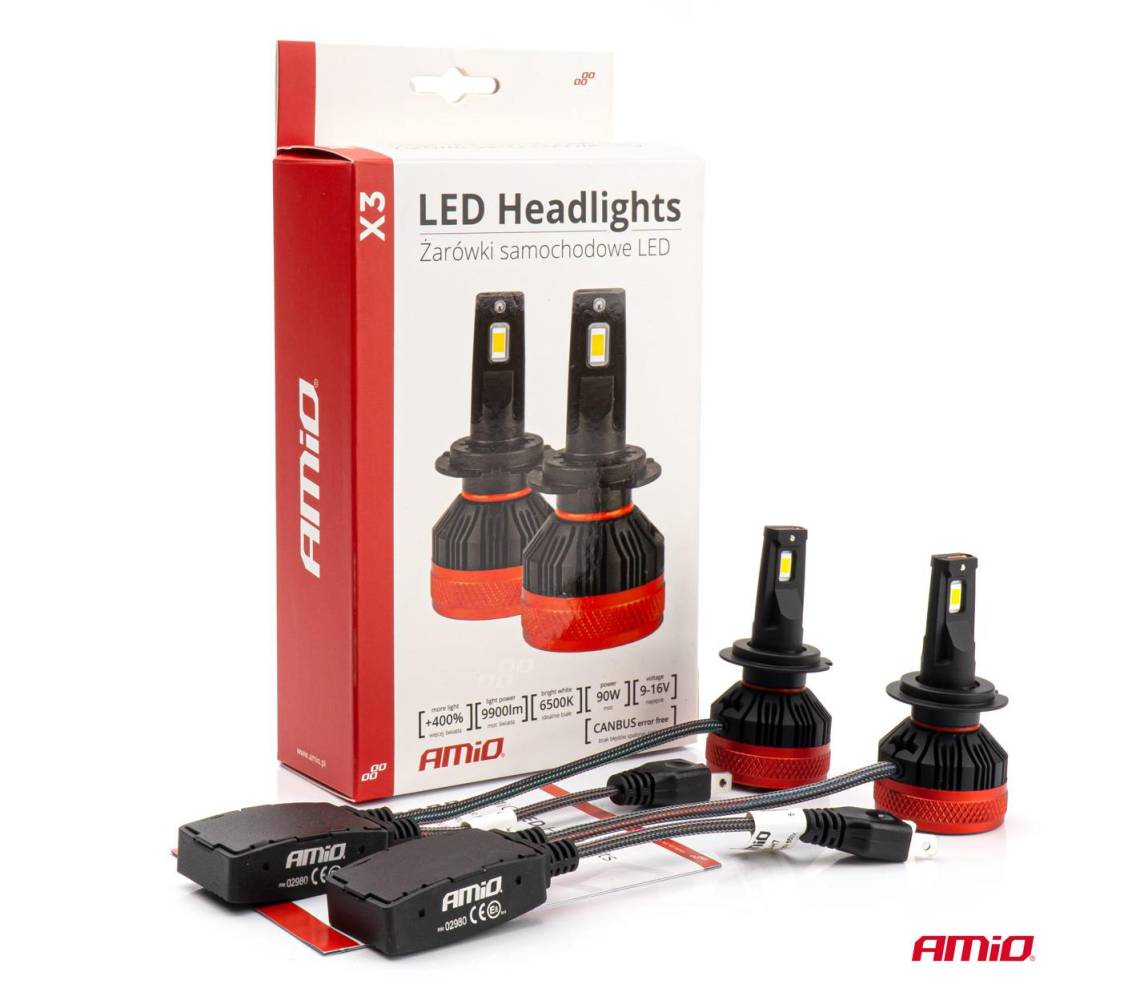 LED esitule pirnid H7 90W X3 Series Canbus AMiO