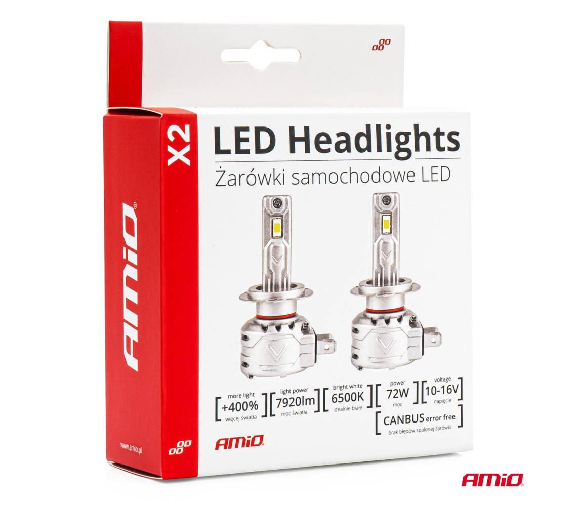 LED esitule pirnid H7 72W X2 Series Canbus MINI AMiO