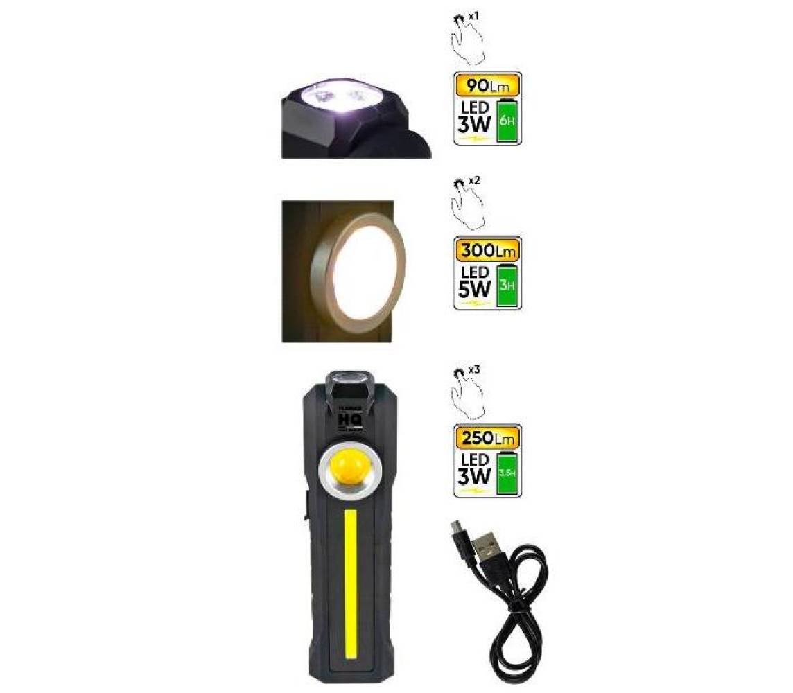 HQ- töövalgusti akuga Pocket lamp COB LED 300Lum