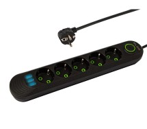 Pikendusjuhe lülitiga 230V 2m 3xUSB must