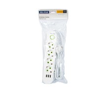 Сетевой удлинитель с выключателем, 3×USB, 2 м, 230 В, белый