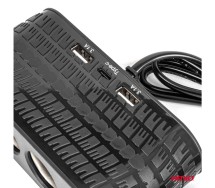 Разветвитель 12/24 В: 4 гнезда + 2×USB‑A + 1×USB‑C, 120 Вт, кабель 80 см, Amio