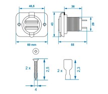 2xUSB pistik raamiga süvist. 3.1A 12 24V