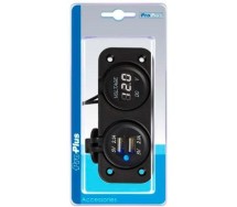 Voltmeeter 6-30V+2xUSB 2100mA süvistatav