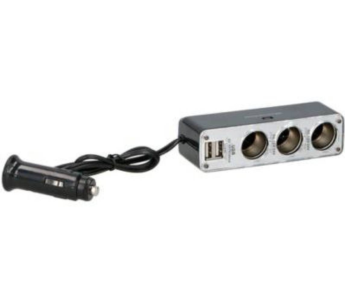 Laadija 12/24V, 2 USB pesa+3 sigaretis.