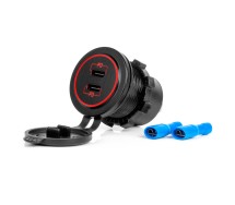 Laadija 2x USB-C punanetaustavalgus12/24