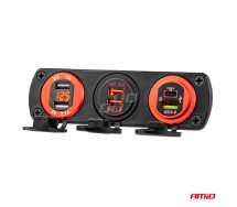 Veekindel pesa 2xUSB 12/24V 2,1A 37mm Amio
