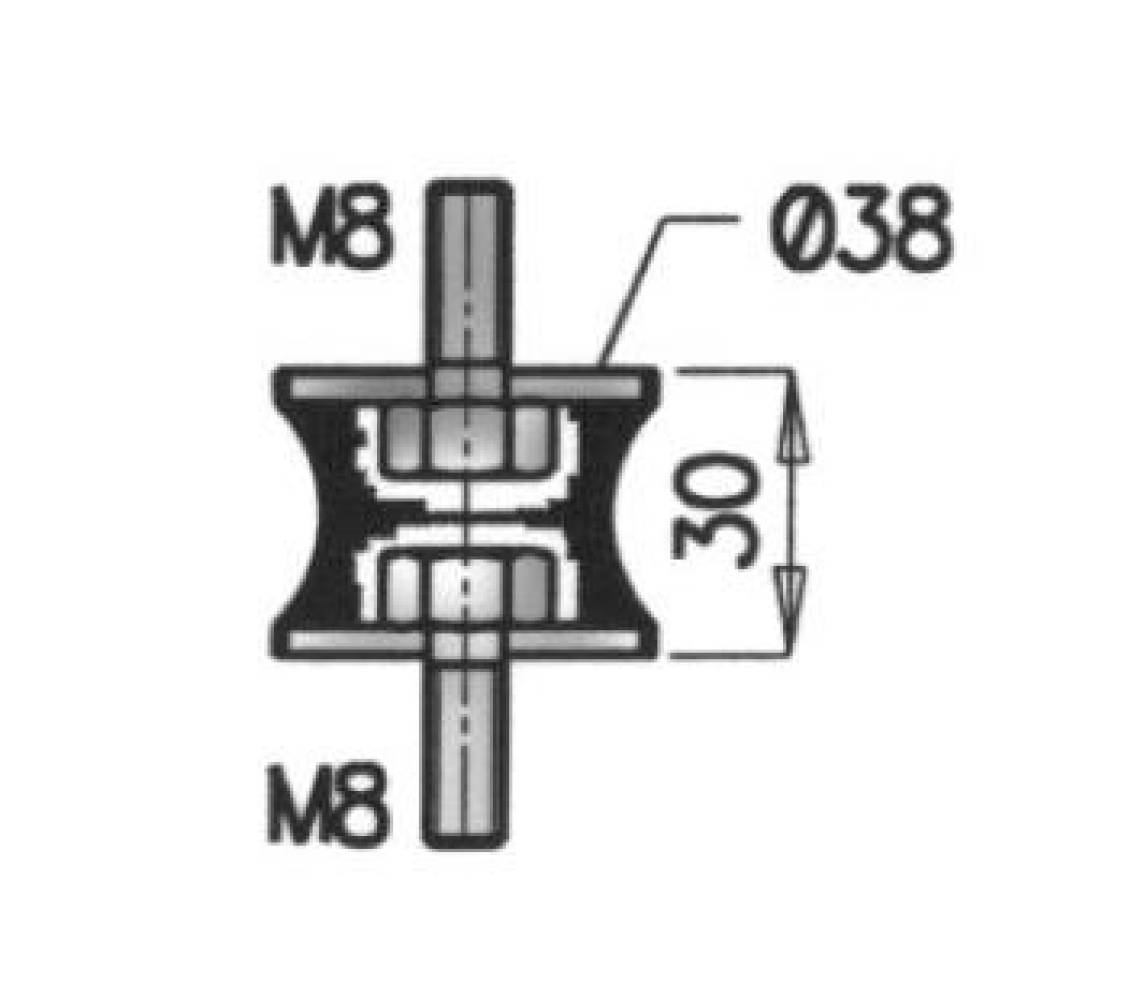 0285530 DAF kummileevendi 2 x polt m8. 30mm x 38mm