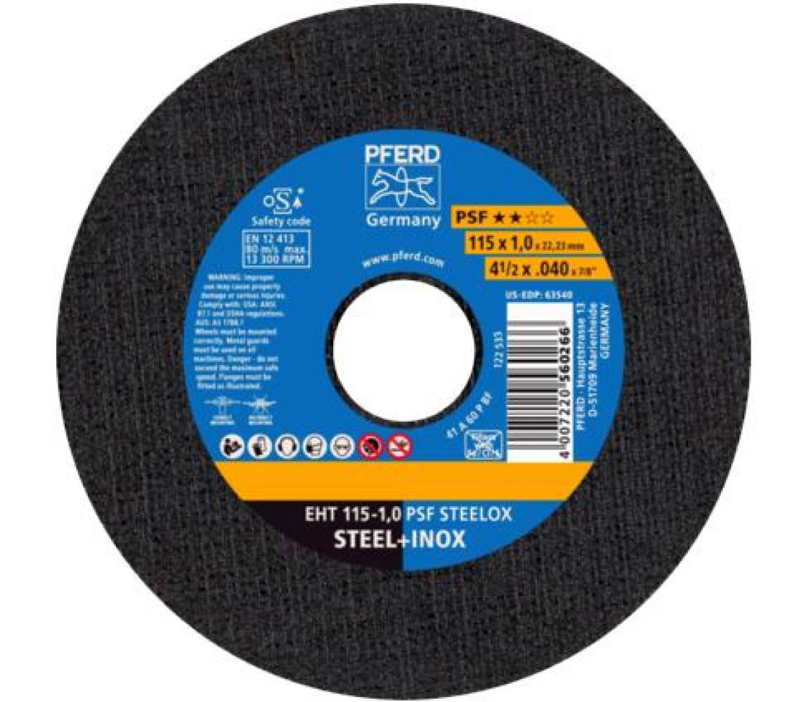 Lõikeketas teras/inox 115x1.0mm pferd