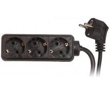 Сетевой фильтр/удлинитель на 3 розетки, 3 м, 3×1,0 мм², с заземлением, чёрный