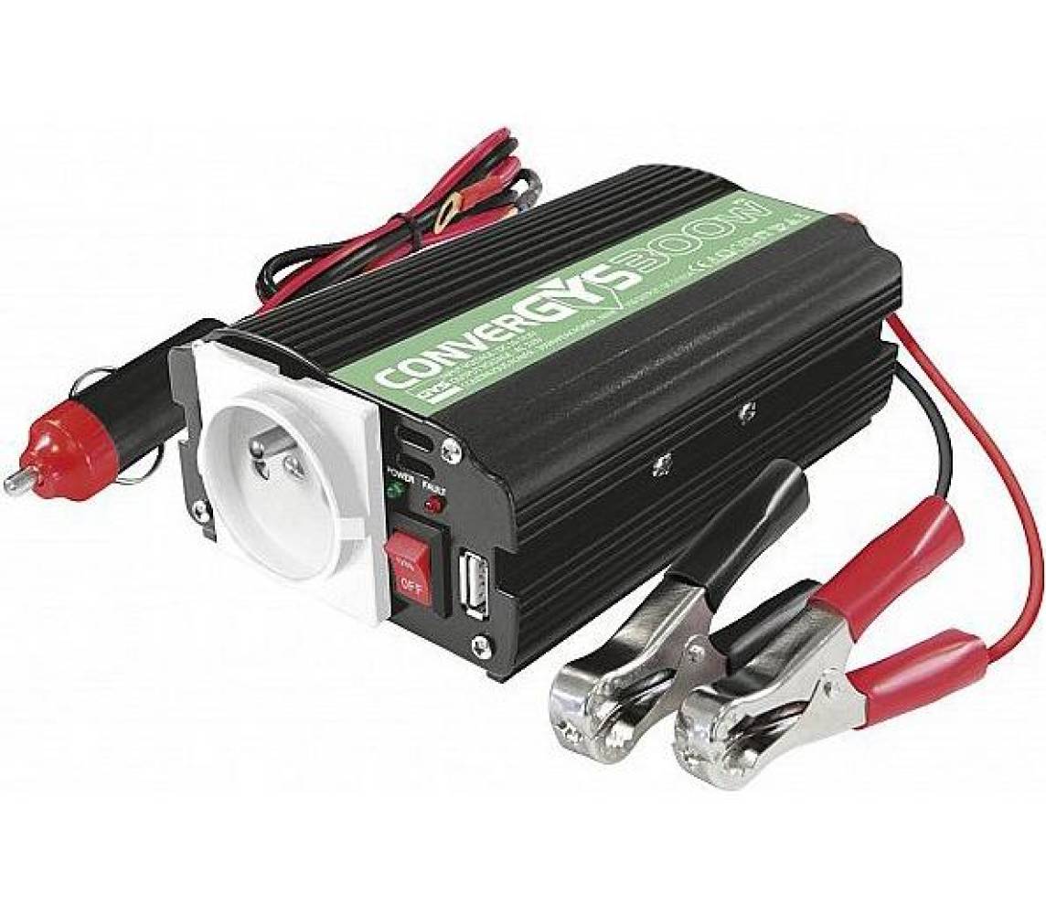 Инвертор 12 В→230 В 300/600 Вт + USB, Convergys (GYS)