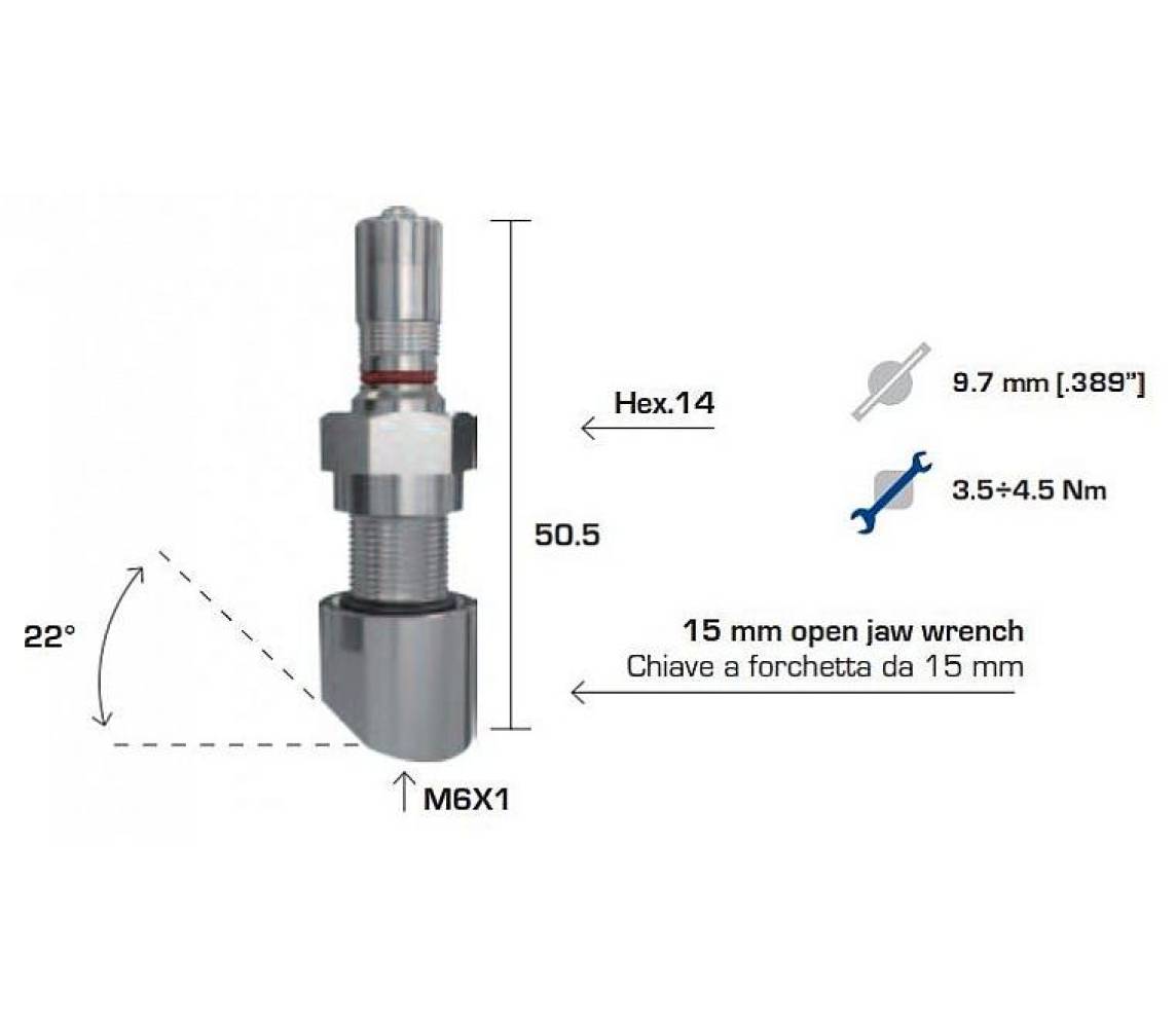 Tpms ventiil wonder 1394 veoauto valuveljele 9.7mm