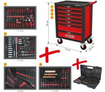 515-os. tööriistakäru tööriistadega racingline 7-sahtliga punane/must KS Tools