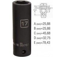 1/2" pikk löökpadrun 17mm. steelman pro/js 26x78mm