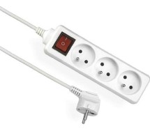 Удлинитель с выключателем, 3 розетки, 3 м, 3×1,0 мм², белый (Сделано в Польше)