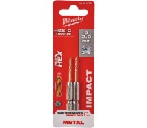 Metallipuur 2.0mm 2tk 1/4" löögikindel shockwave hss-g tin Milwaukee