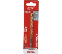 Metallipuur 7.0mm 1/4" löögikindel shockwave hss-g tin Milwaukee