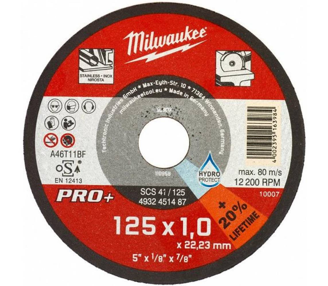 Lõikeketas teras/inox 125x1.0mm pro+ Milwaukee