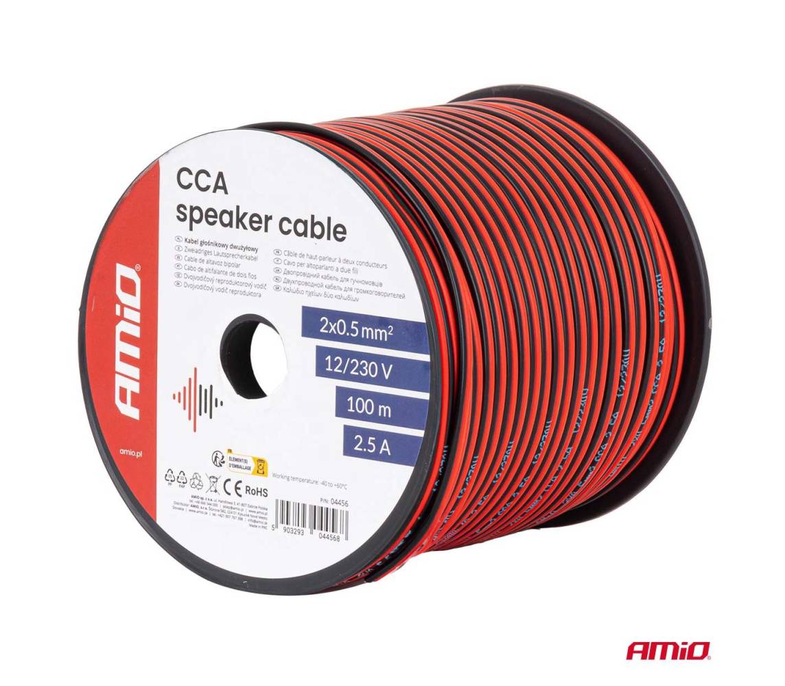 Kõlarikaabel 2x0.5mm² 100m 2.5A