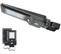 Солнечный уличный светильник с аккумулятором, 15 Вт, 1600 лм, 232×413 мм, датчик, IP65