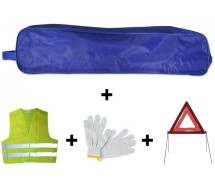 Аварийный комплект: знак + жилет + перчатки, сумка на молнии JBM