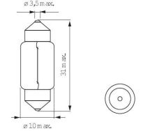 12V 10W Sokkel SV8,5 11x31mm