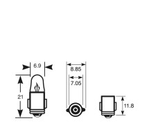12V 3W Sokkel BA7s