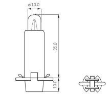 12V 2CP Sokkel BX8,4d / P.C.B 10mm VALGE