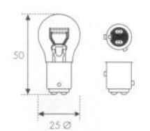12V 21/4W Sokkel BAZ15d MITTE STANDARD